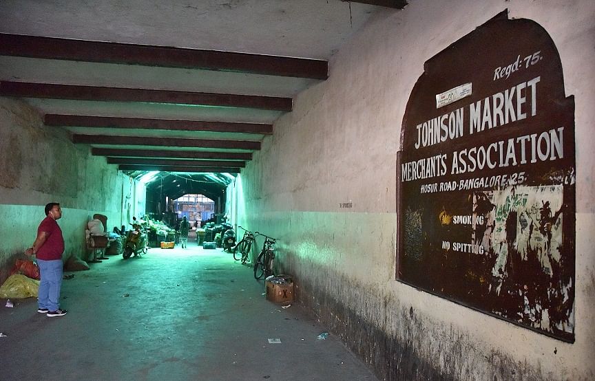 Johnson Market, just a km from MG Road,needs better maintenance and lighting.