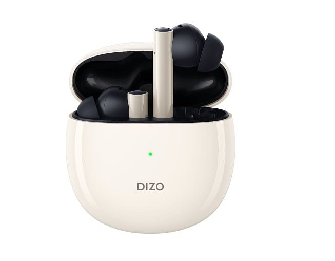 Dizo GoPods earphones with the case. Credit: Dizo