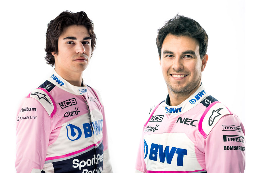 Lance Stroll (L) and Sergio Perez. Picture credit: Racing Point F1 Team