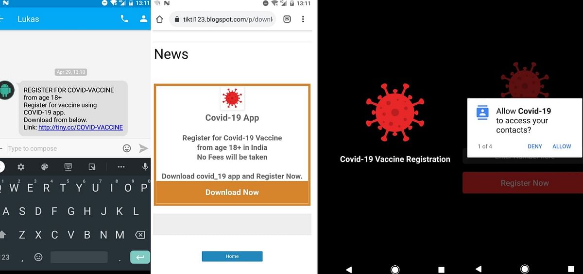 Fake Covid-19 app is being circulated via SMS on the Android platform. Credit: Lukas Stefanko, ESET Malware Researcher/Twitter