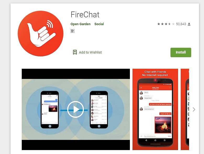 FireChat on Google Play store (screen shot)