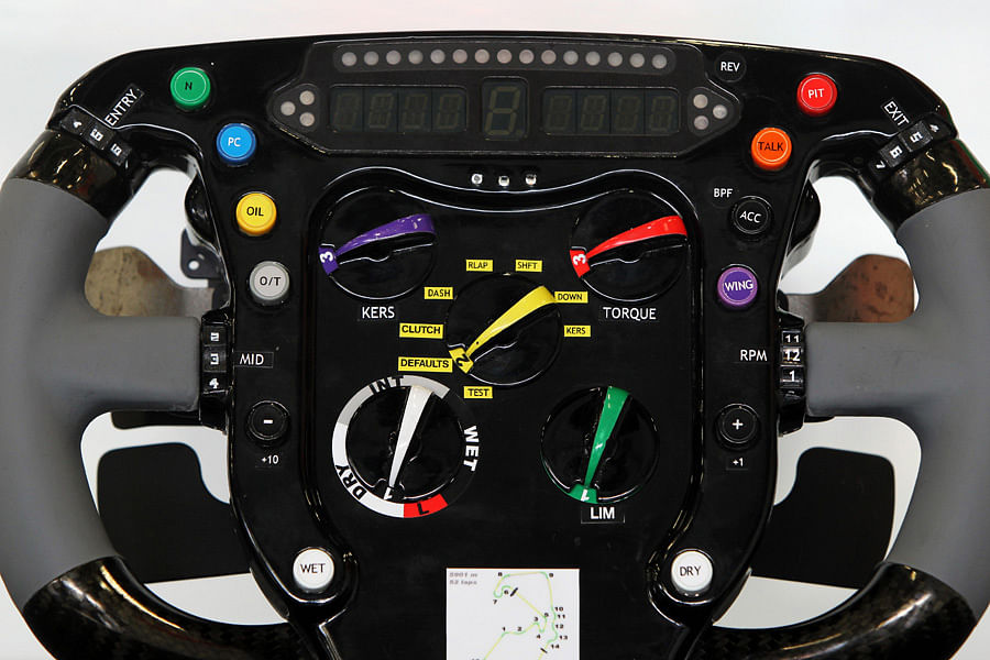 A Force India steering wheel. Picture credit: Racing Point/ Force India