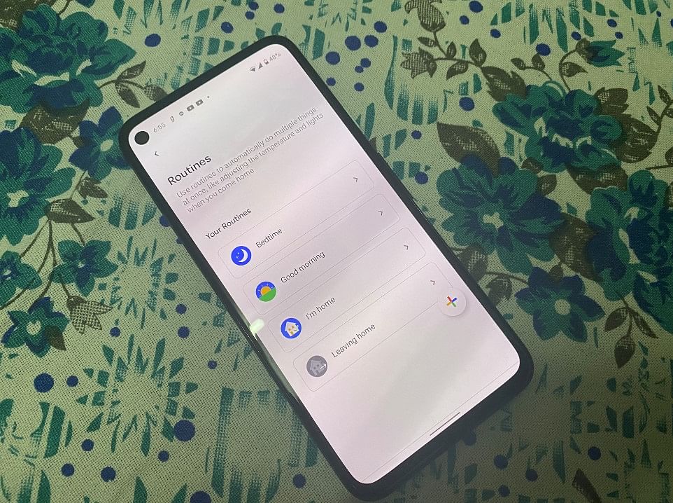 Routines on Google Home app on Pixel 4a. Credit: DH Photo/KVN Rohit