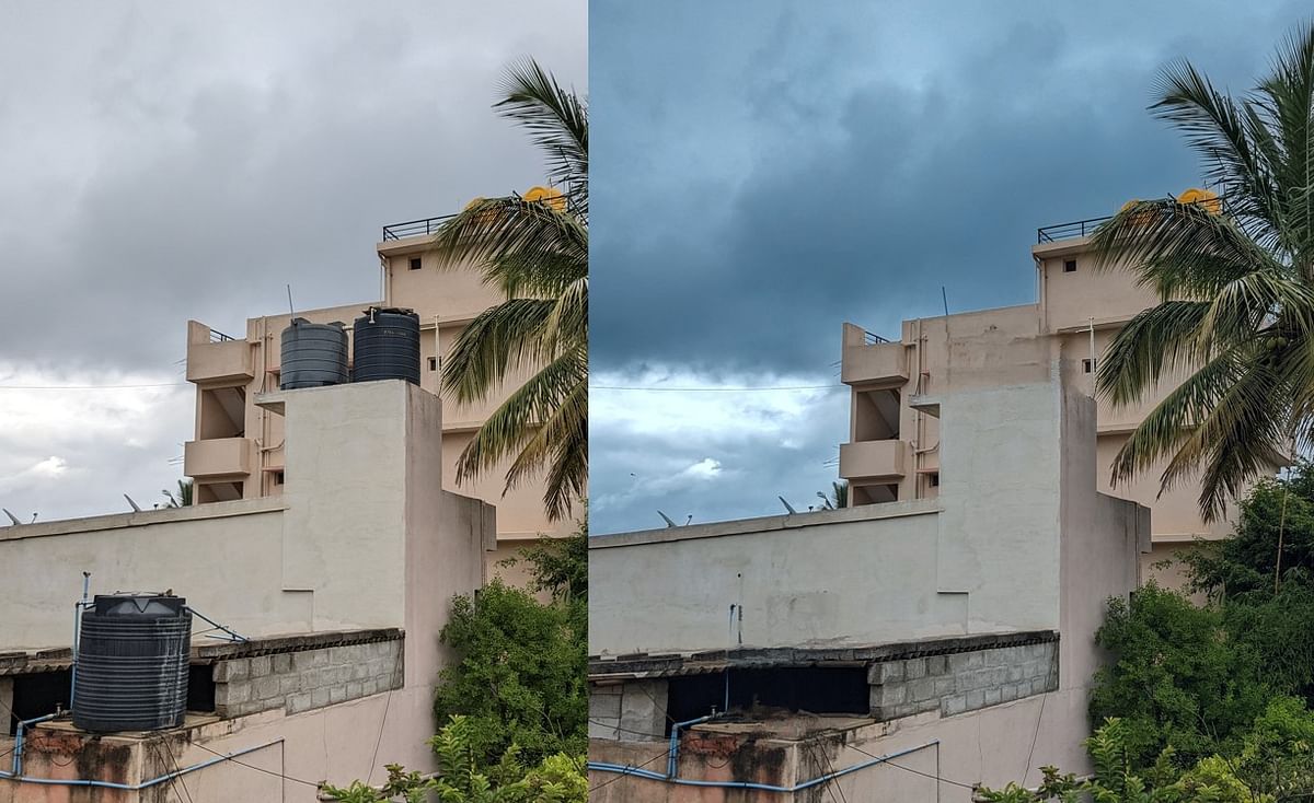 Google Pixel 6a's Magic Eraser and Sky tools are used to get the modified photo on the right side. Credit: DH Photo/KVN Rohit