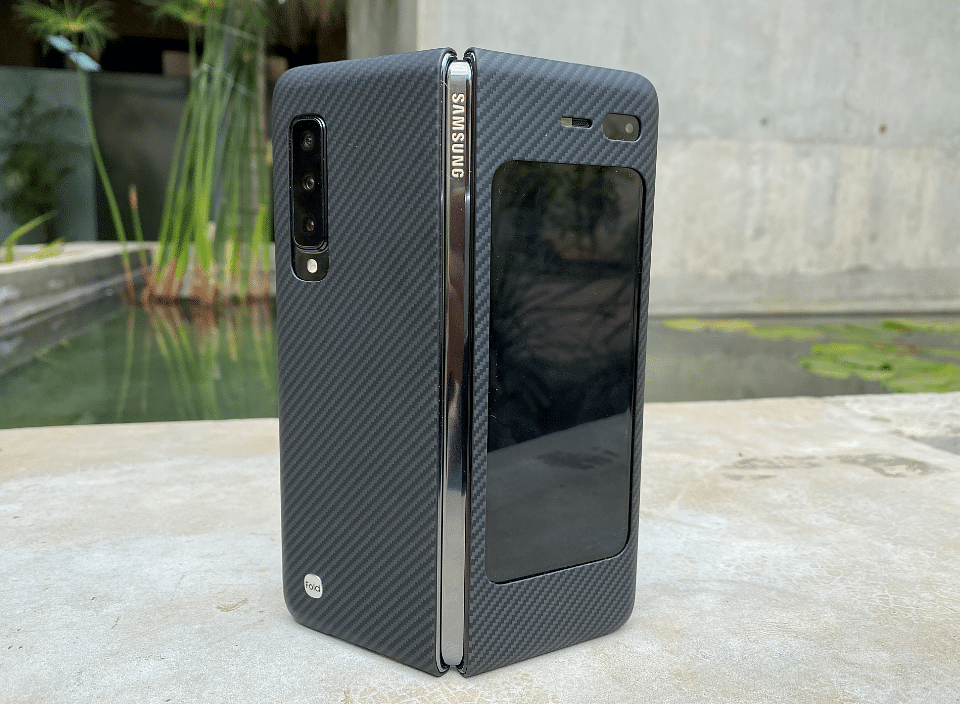Samsung Galaxy Fold with shell cover on (DH Photo/Rohit KVN)