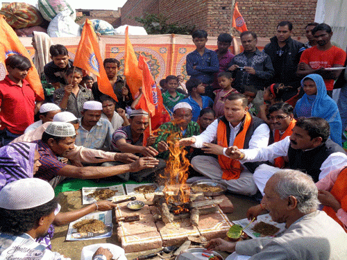 This photo shows one of the Ghar Wapasi events held in Uttar Pradesh in 2014.