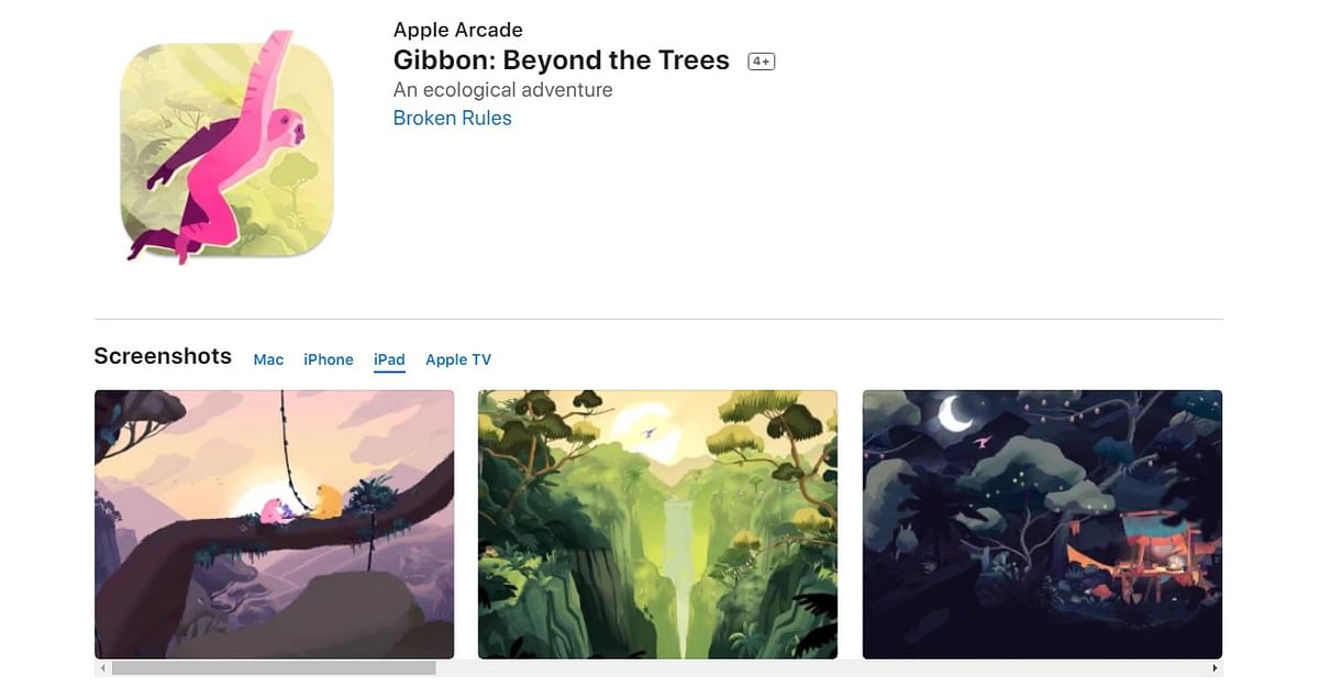Gibbon: Beyond the Trees game on Apple Arcade. Credit: Apple