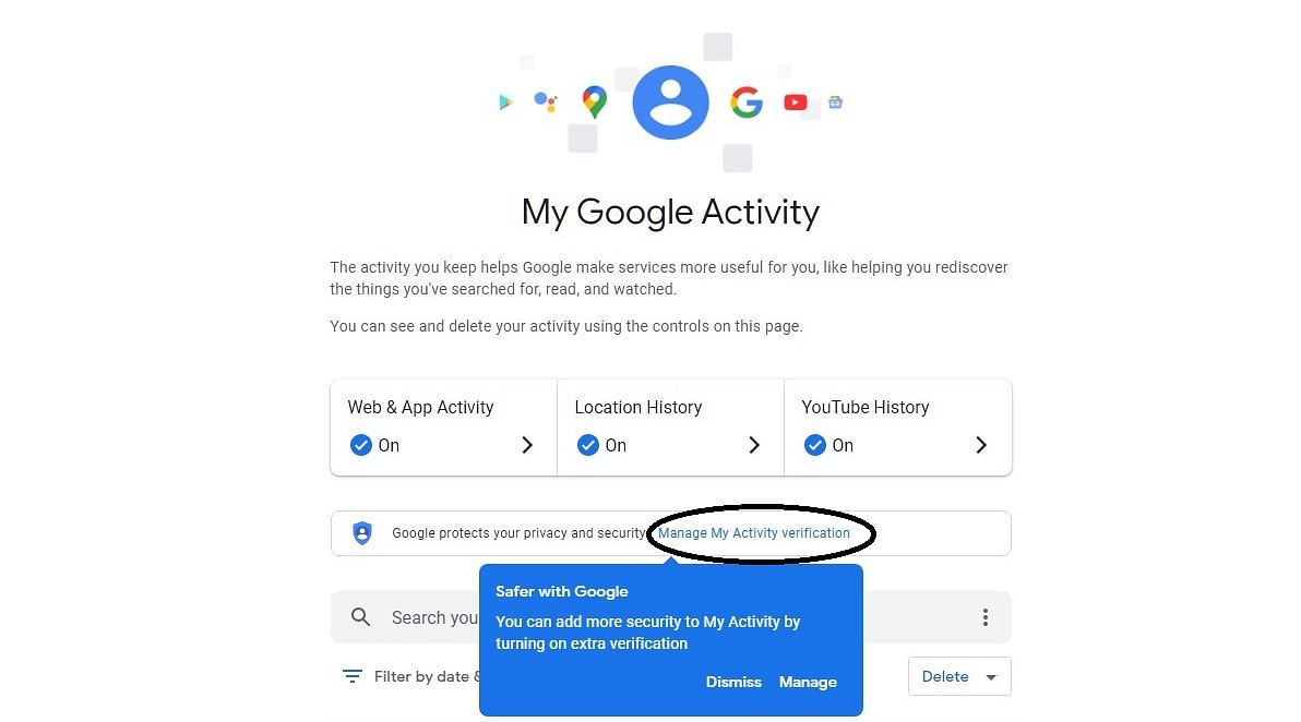 Google Activity Page (screen-shot)