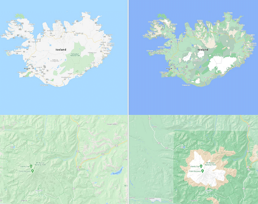 Google Maps to offer natural colours of the particular territory. Credit: Google