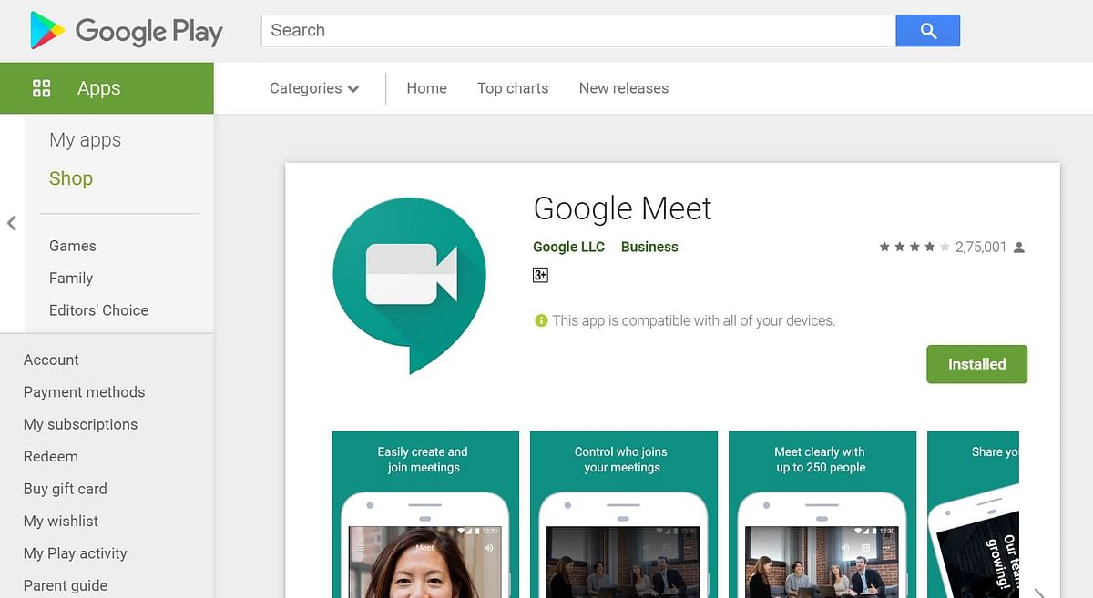 Google Meet on Play store (screen-grab)