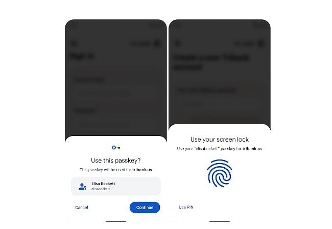 The user selects the account they want to sign in to, and presents their fingerprint, face, or screen lock when prompted. Credit: Google