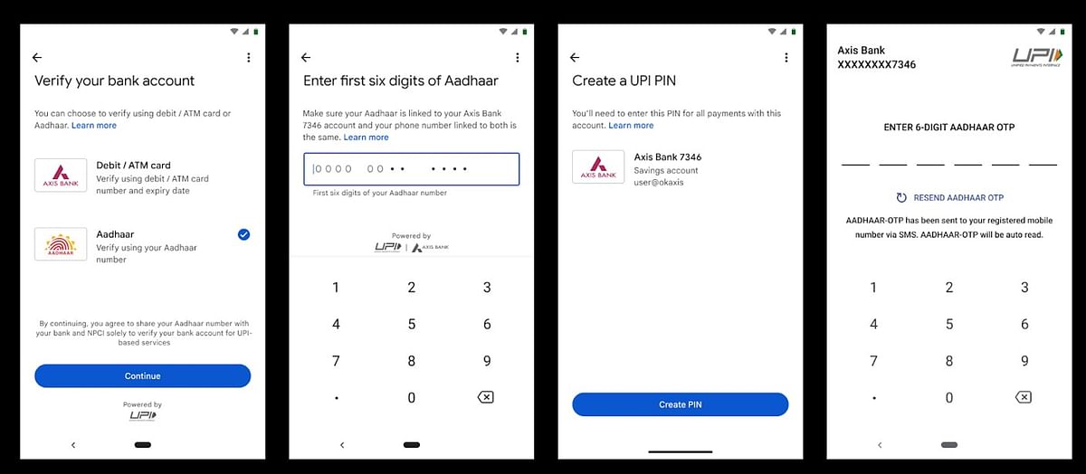 Aaadhaar-based authentication on Google Pay. Credit: Google
