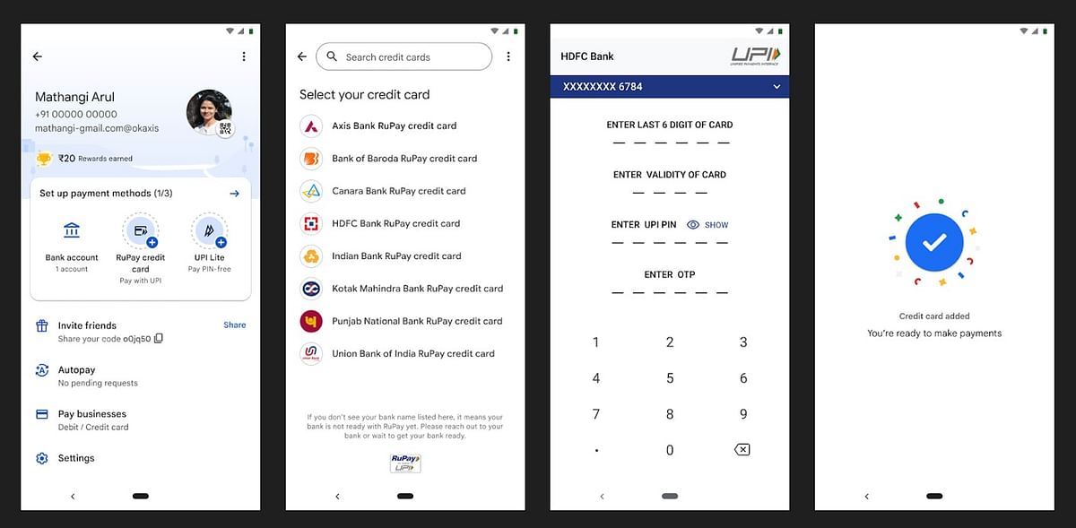 Steps on how to add RuPay Credit Card to Google Pay. Credit: Google