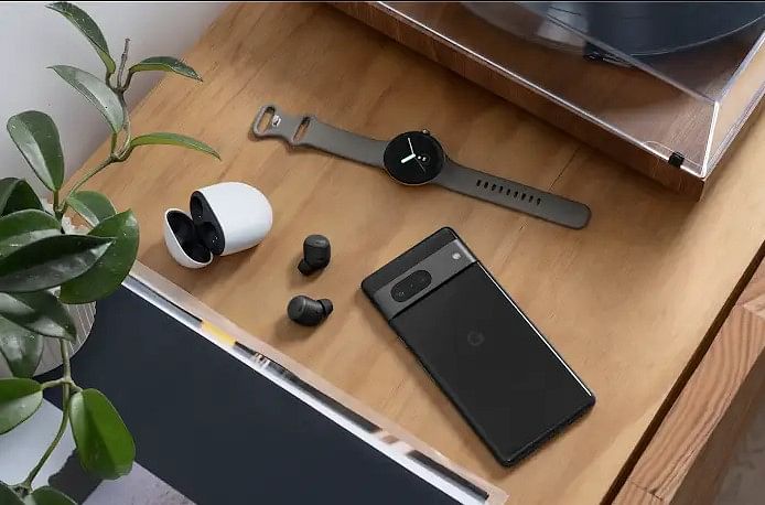 The new Pixel Buds Pro, Pixel 7, and Pixel Watch. Credit: Google