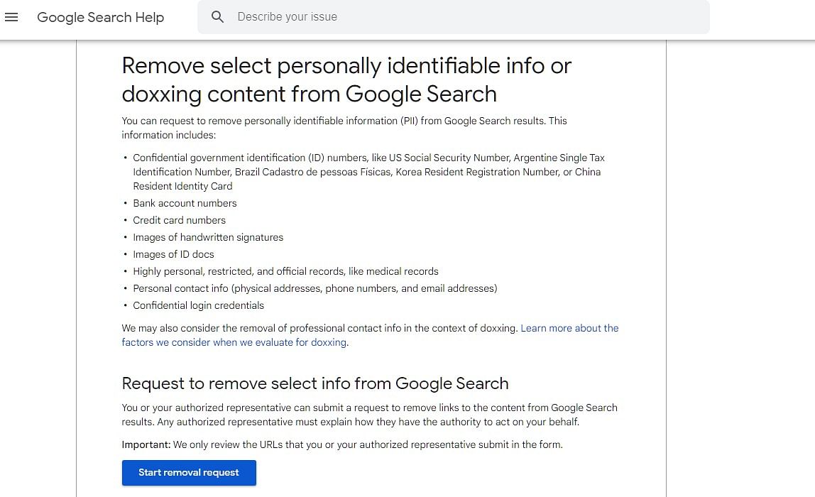 Google Search Help page (screen-grab)