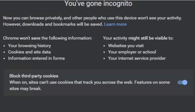 Incognito mode on Chrome (Picture credit: Google)