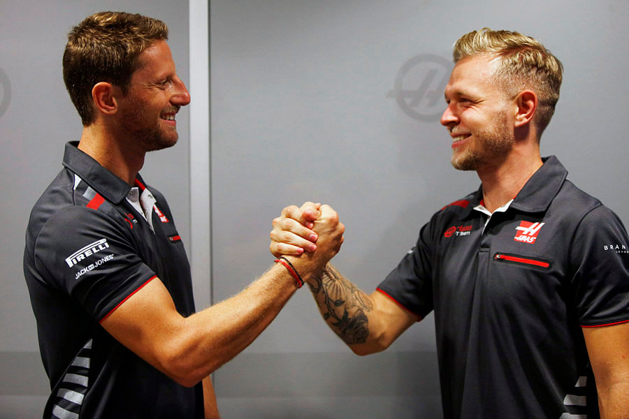 Romain Grosjean and Kevin Magnussen. Picture credit: Haas