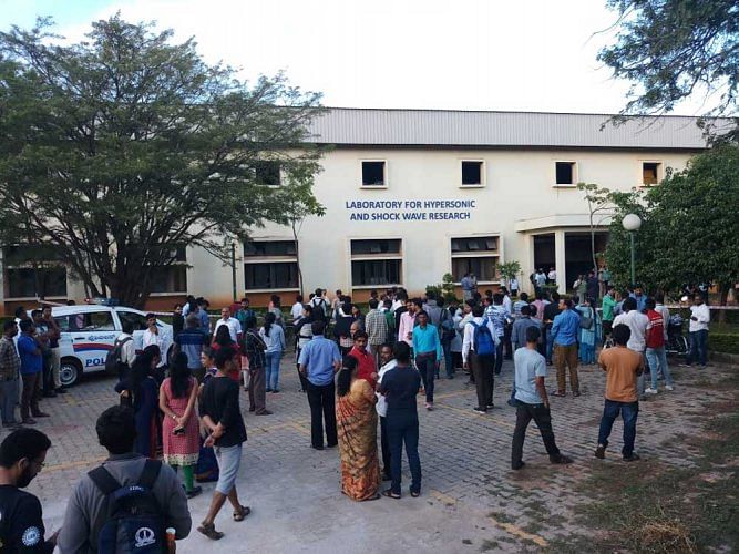 A 32-year-old research scholar was killed while three others<br />sustained injuries, two of them grievously at the Tata Institute<br />at the Indian Institute of Science in Sadashivanagar on Wednesday afternoon. DH Photo<br />