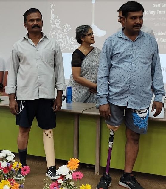 Users of ‘Kadam’ the Prosthetic Knee developed by IIT Madras Researchers which was launched on April 8. Credit: DH Photo