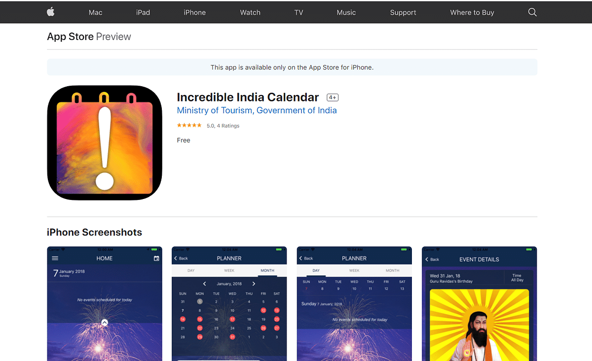 Incredible India Calendar on Apple App Store