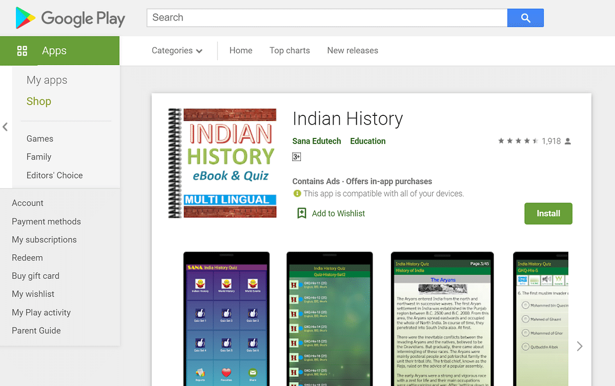 Indian History on Google Play store