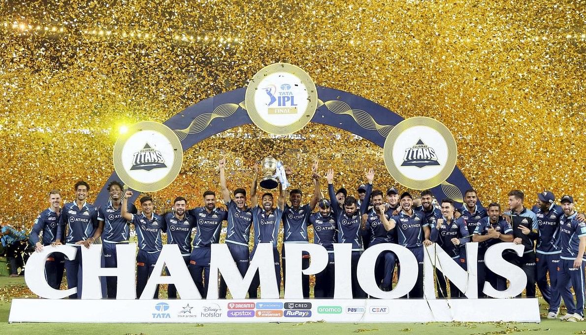 Debutant team Gujarat Titans won the Indian Premier League championship in 2022. Credit: PTI