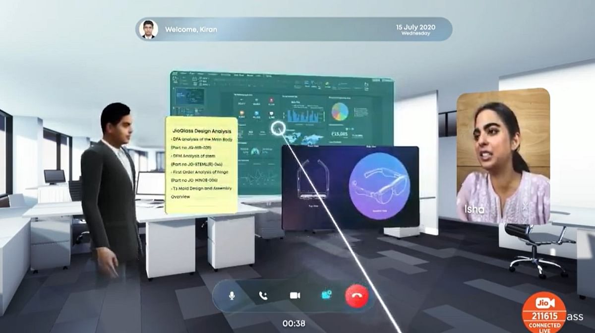 Reliance Jio Glass demo on office meetings (YouTube screen-grab)