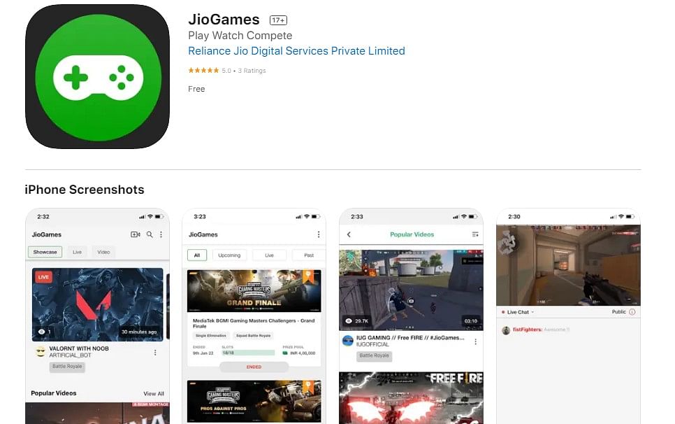 JioGames on Apple App Store (screen-grab)