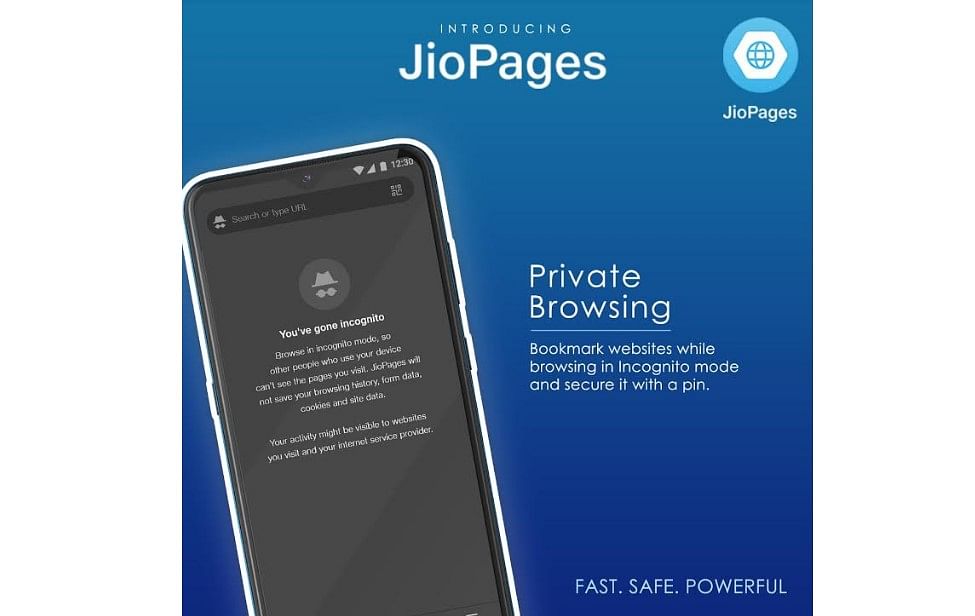 Incognito mode on JioPages. Credit: Reliance Jio
