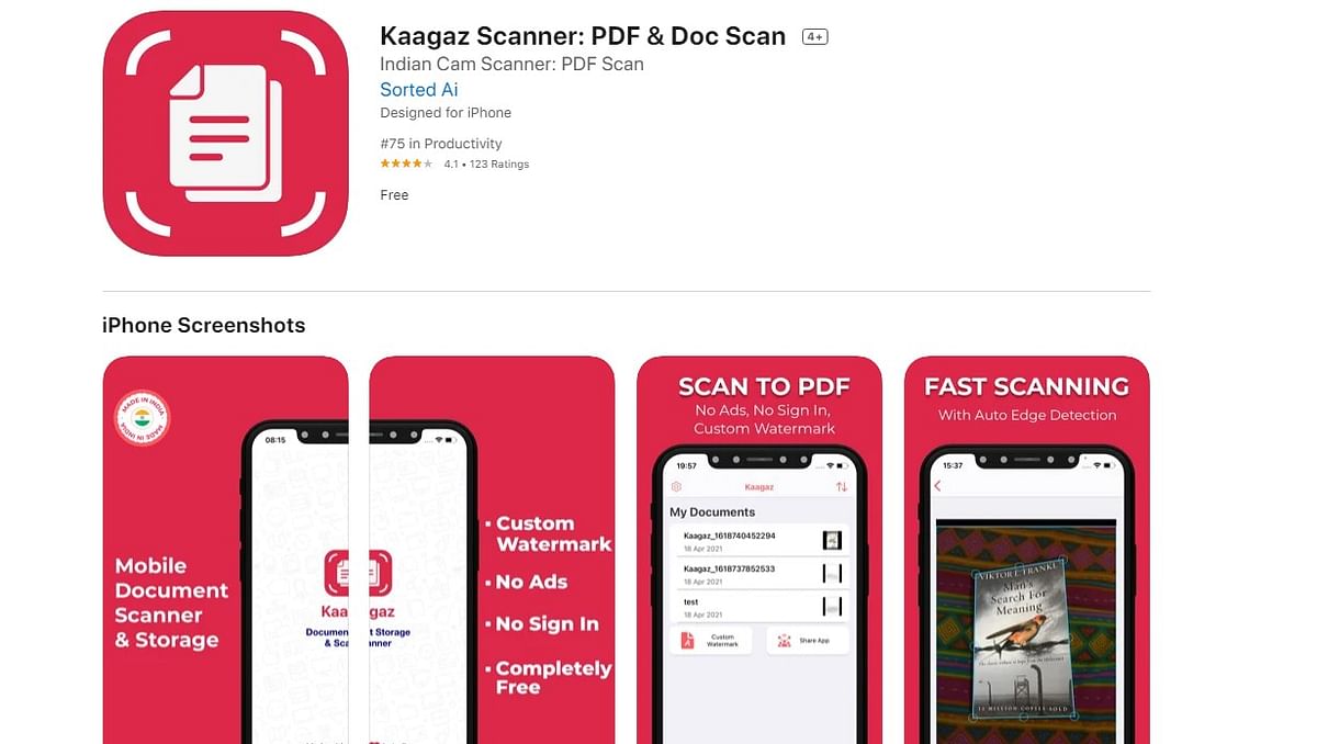 Kaagaz app on Apple App Store (screen-grab)