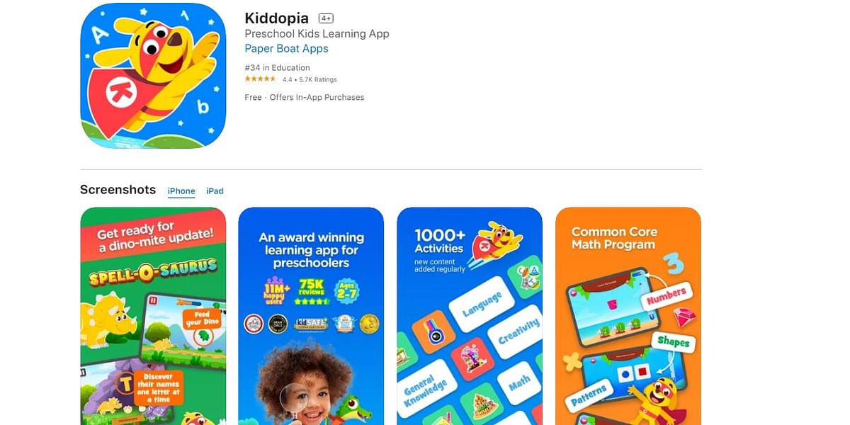 Kiddopia on Apple App Store (screen-shot)