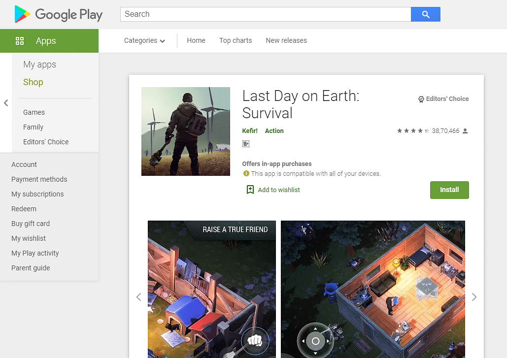 Last Day on Earth: Survival on Google Play store (screen-grab)