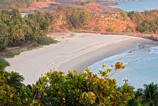 Maharashtra Nivti Beach seen from the ruins of a clifftop fort