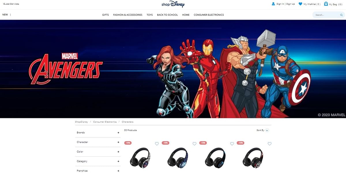 Marvel Avengers-themed headphones. Credit: ShopDisney website