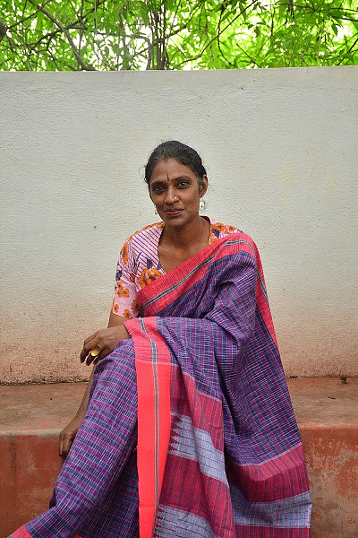 Purple check ‘tope teni’sari by Metaphor Racha.