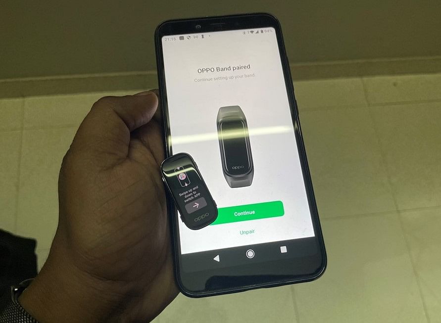 Oppo Band Style pairing process. Credit: DH Photo/KVN Rohit