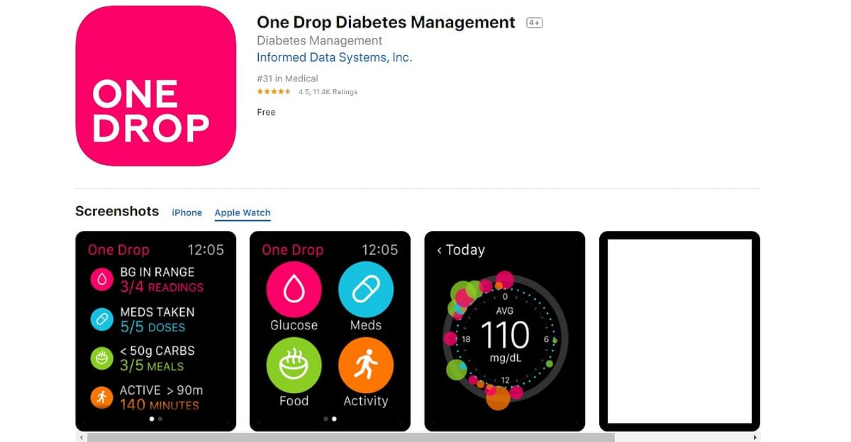 One Drop Diabetes Management for Apple Watch (App Store screen-shot)
