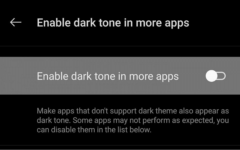 OnePlus enable dark mode for more apps (Picture: XDA Developers Forum)