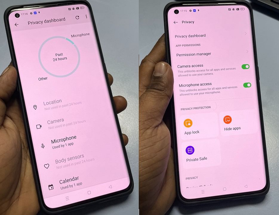 Android 12-based ColorOS 12 brings Privacy Dashboard to Oppo Find X3 Pro. Credit: DH Photo/KVN Rohit