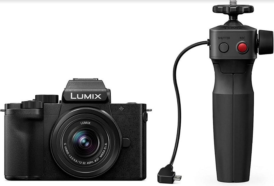Lumix G100X camera with the grip. Credit: Panasonic