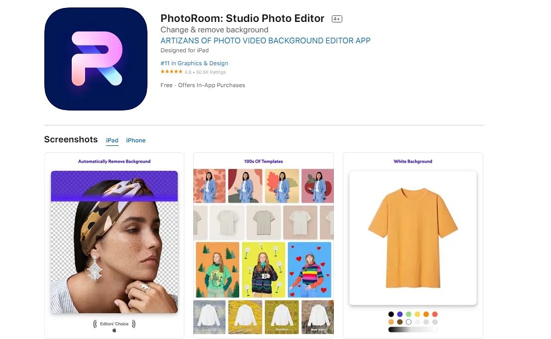 PhotoRoom- Studio Photo Editor on Apple App Store (screen-grab)