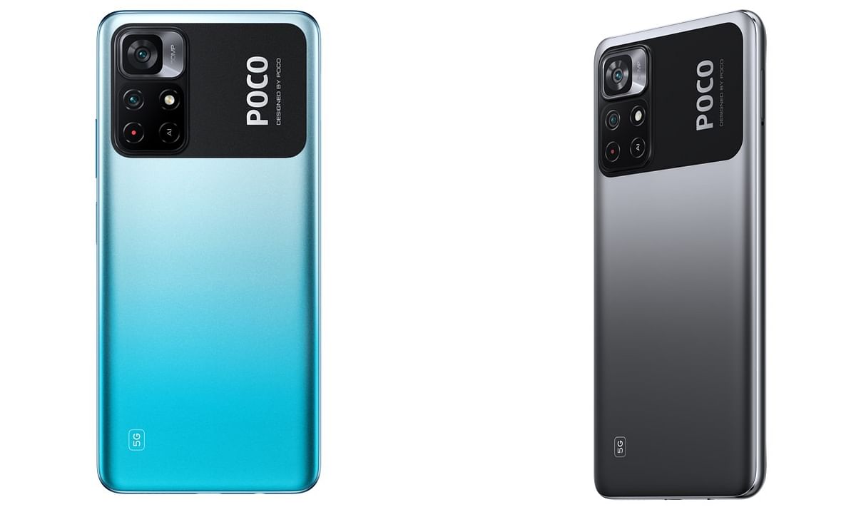 Poco M4 Pro 5G colours-- cool blue(left) and power black (right). Credit: Poco India