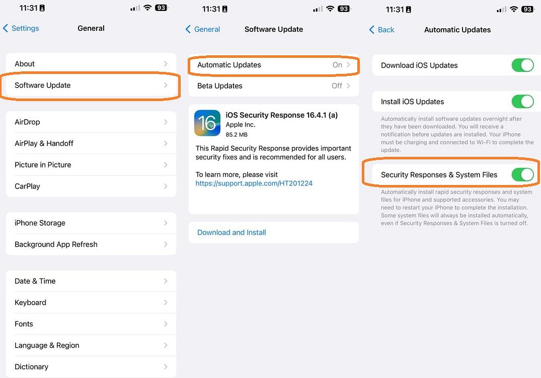 [Representational Image] Steps on how to enable Rapid Security Response update on iPhone. Credit: DH Photo/KVN Rohit
