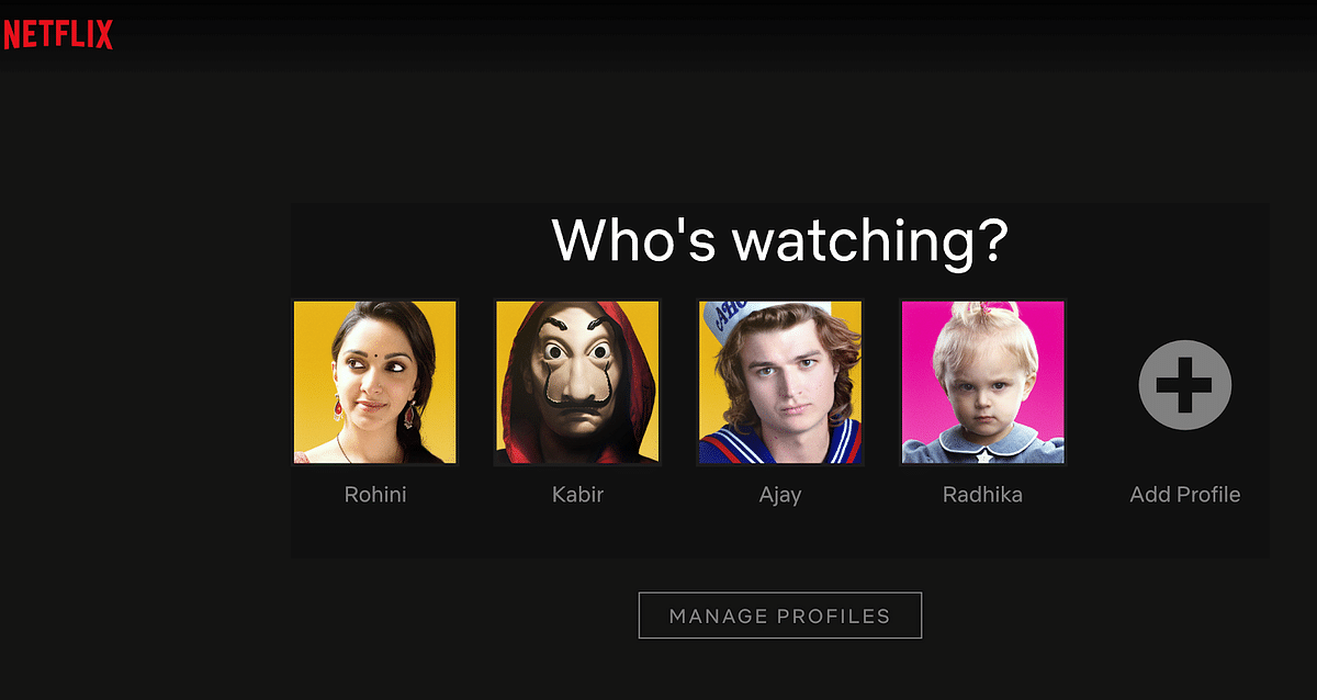 Netflix profiles' home page