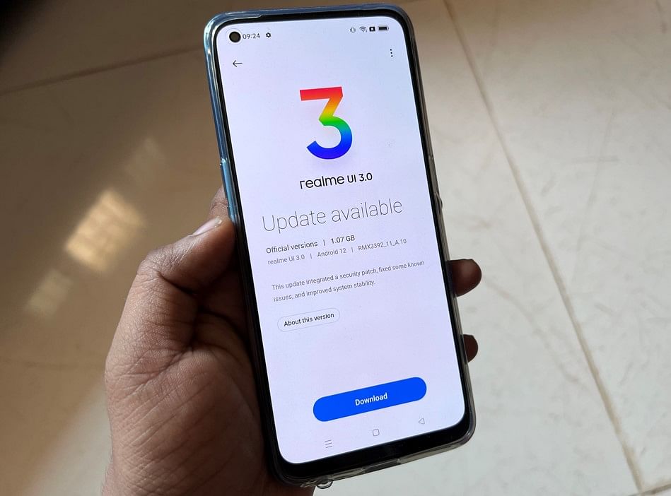 Realme 9 Pro Plus comes with Android 12-based Realme 3.0 OS out-of-the-box. Credit: DH Photo/KVN Rohit
