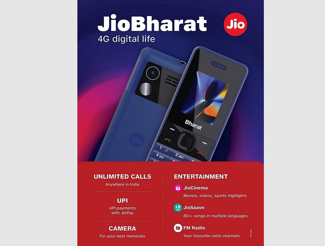 Reliance JioBharat Phone will lucrative data offers, access to the internet and value-added apps for entertainment. Credit: Reliance