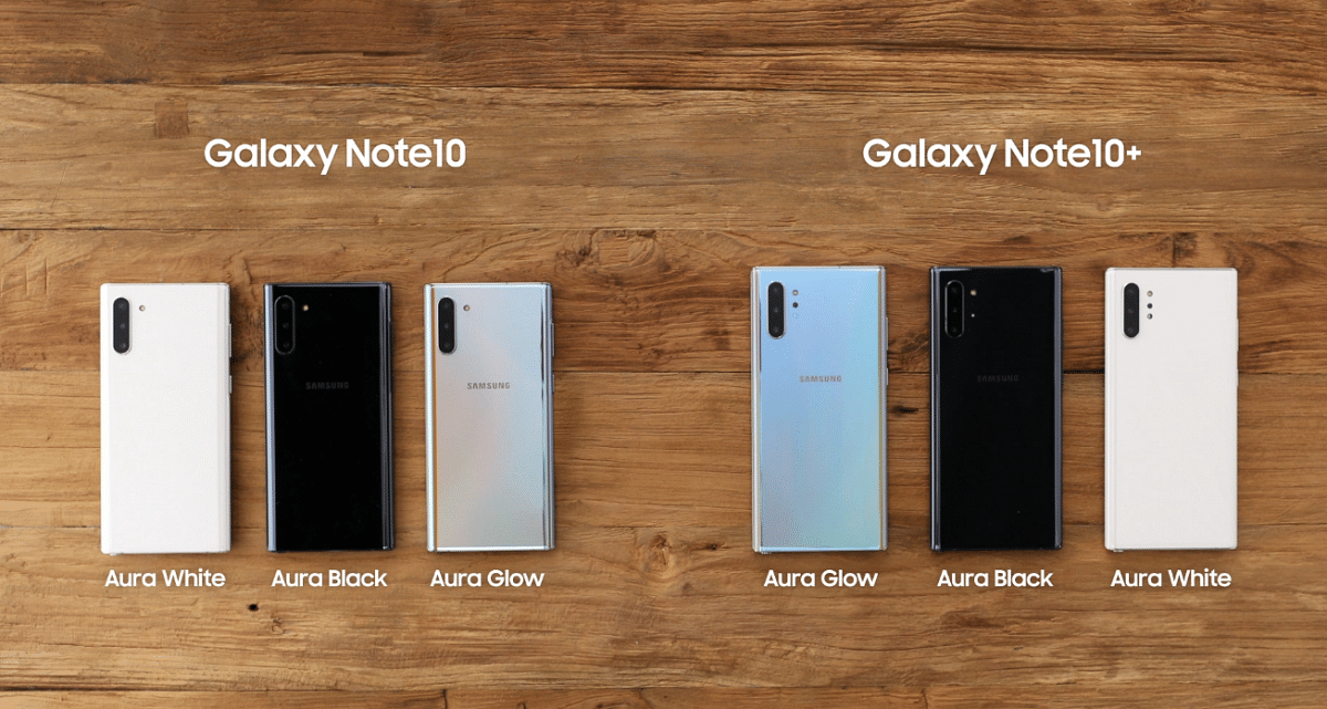 The Galaxy Note10 series colour options (Picture credit: Samsung)