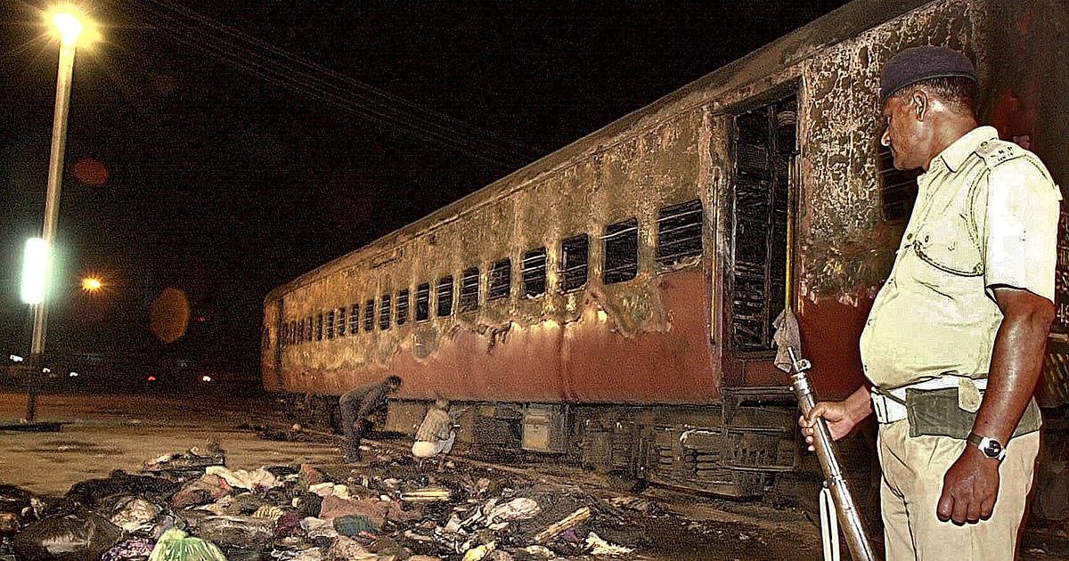 Sabarmati Express that was set on fire in February 2002 at the Godhra station. (Photo by AFP)