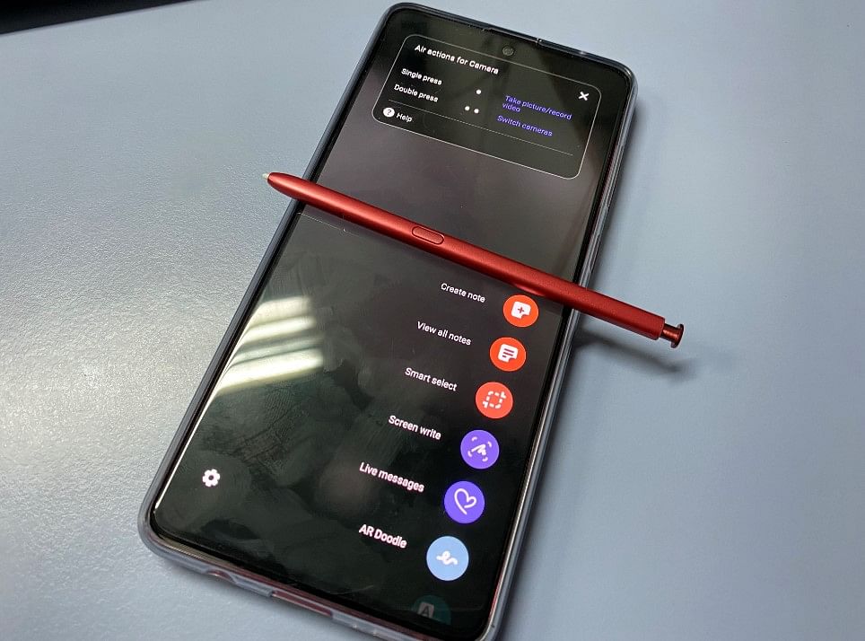 Samsung Galaxy Note10 Lite S Pen's Air Action features (DH Photo/Rohit KVN)