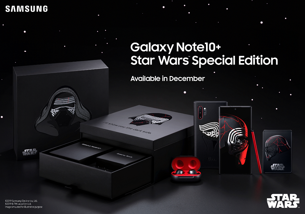The new Galaxy Note10+ Star Wars Special Edition with accessories in the retail package (Picture Credit: Samsung)